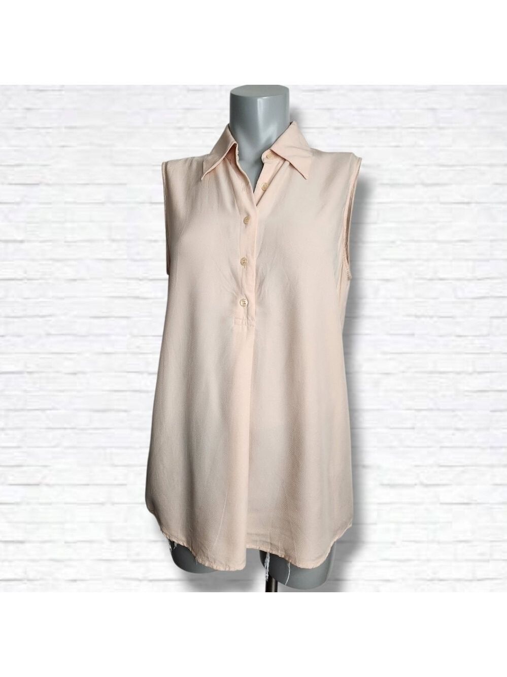 Vintage 90s Burberrys Light Pink Sleeveless Pop Over Blouse Size 4